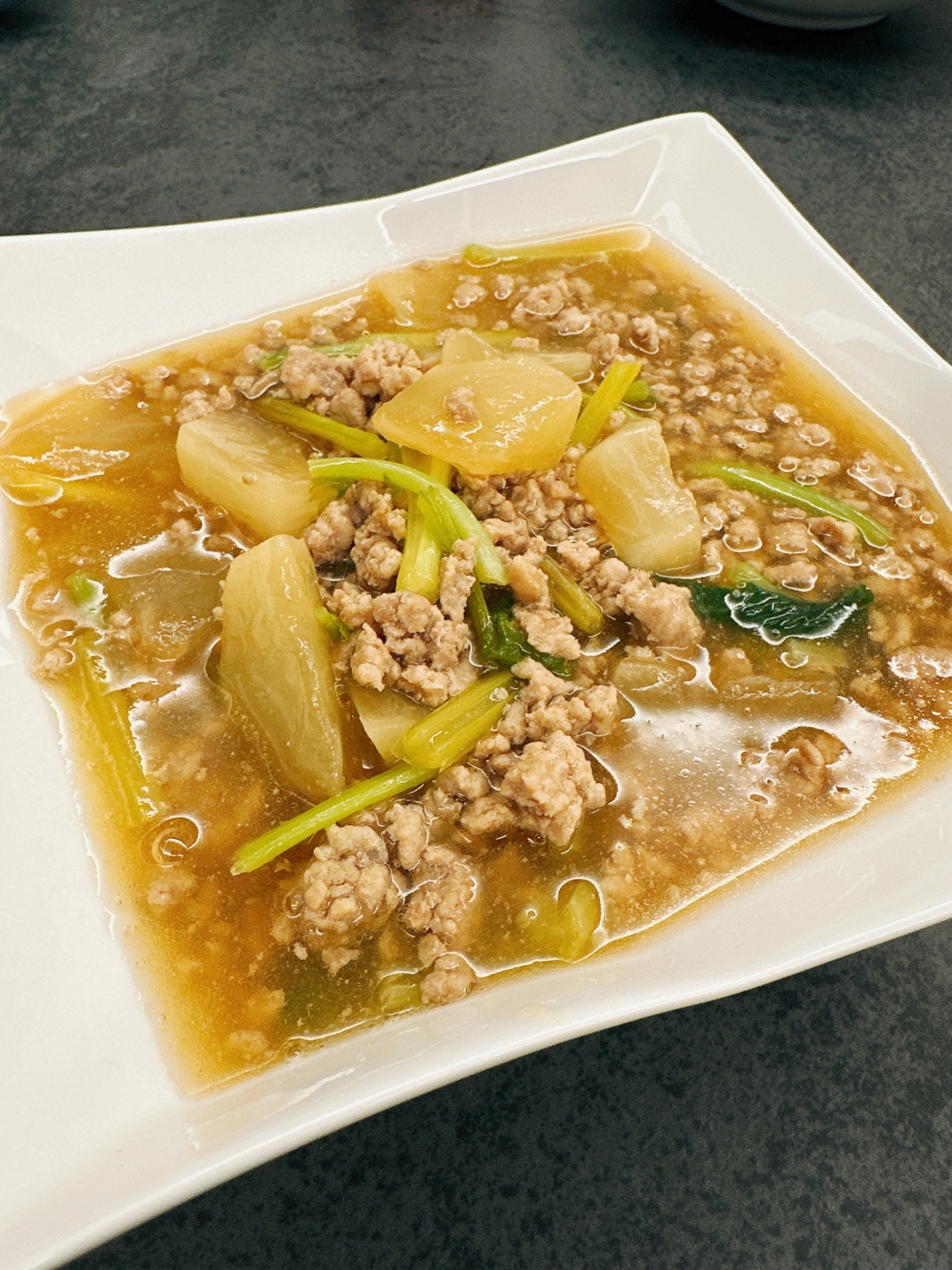 簡単❁カブと挽肉のあんかけ❁