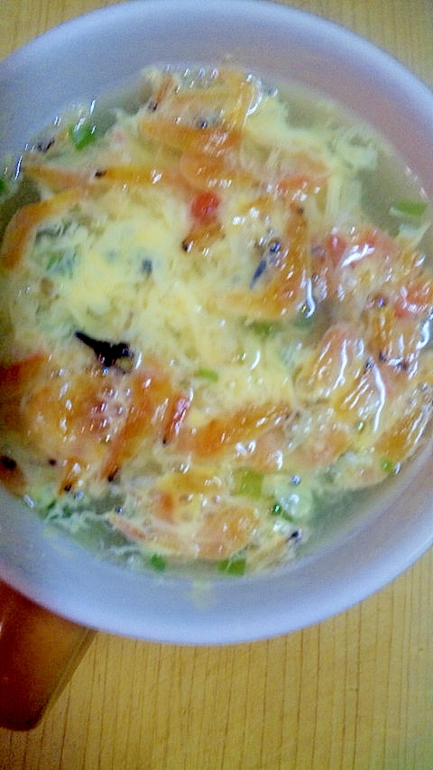 レンチンで簡単！小海老の卵スープ