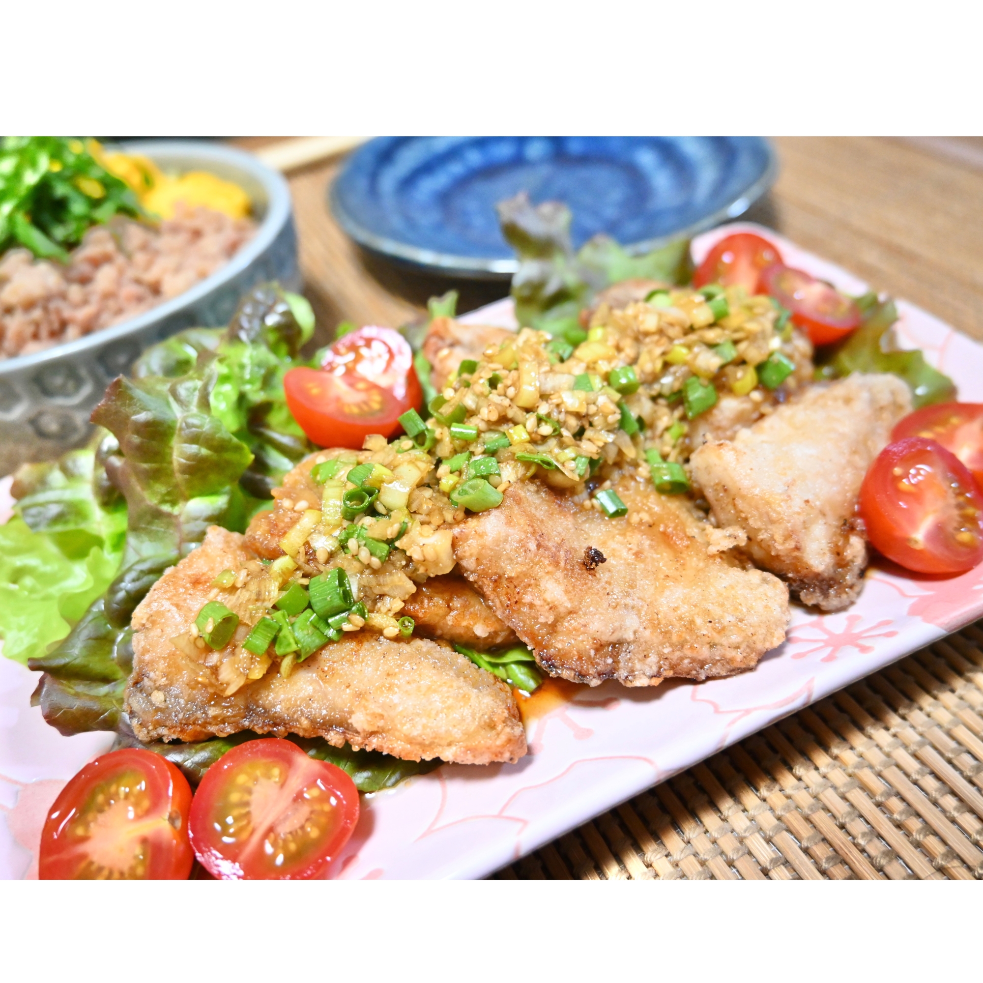 ふわふわブリの竜田揚げ * ネギの香味ダレ