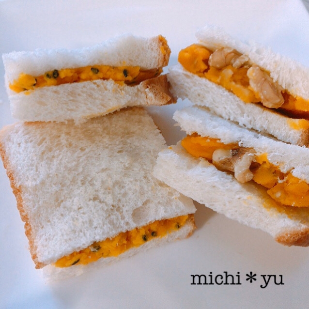 かぼちゃ大好き♡おかず&デザート２種のサンドイッチ