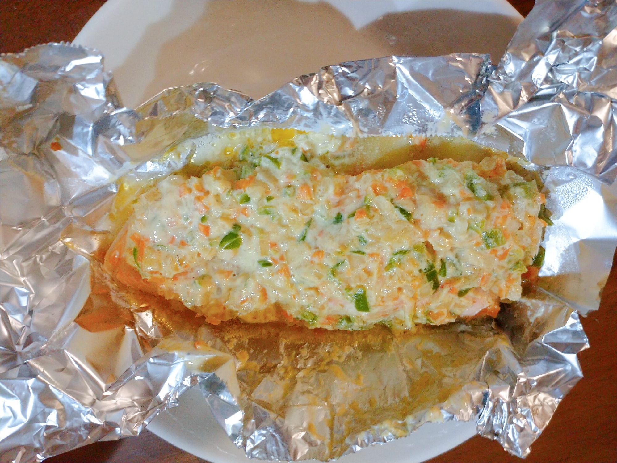 鮭の野菜味噌マヨホイル焼き