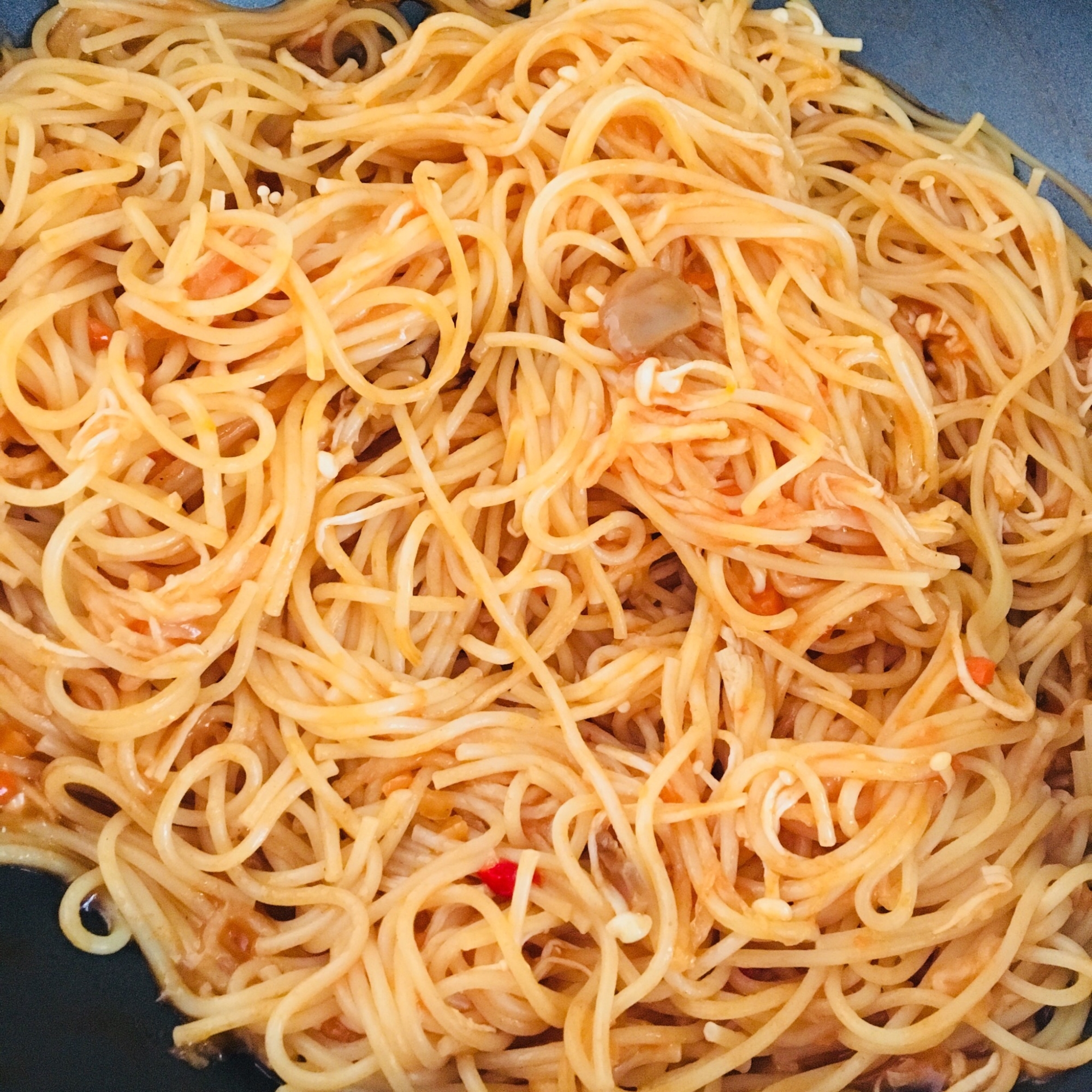 切り干し大根とえのきでカサ増しナポリタン♪時短も♪