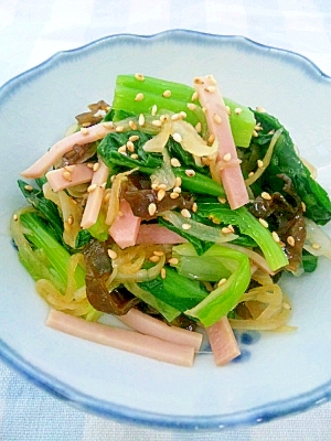 小松菜とハムの中華風和え物