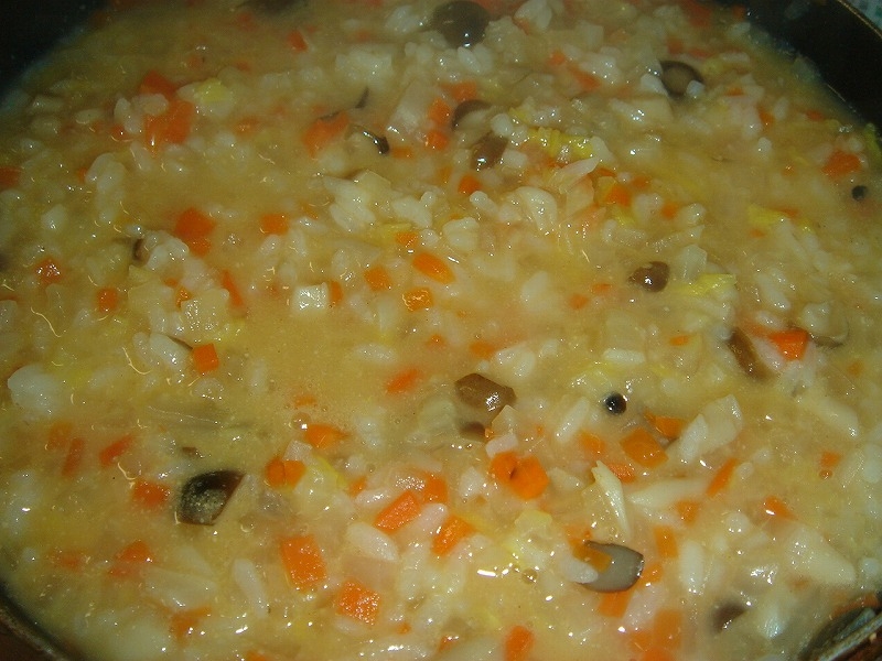 みじん切り野菜の味噌雑炊