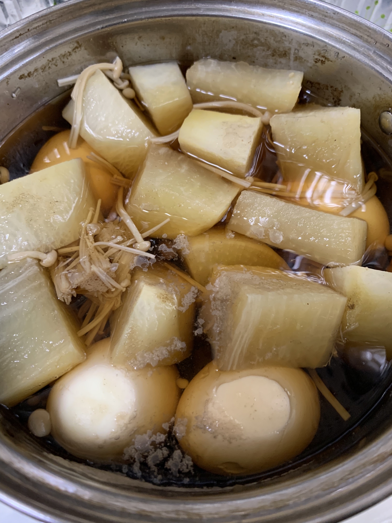 卵と大根のエノキ生姜醤油煮