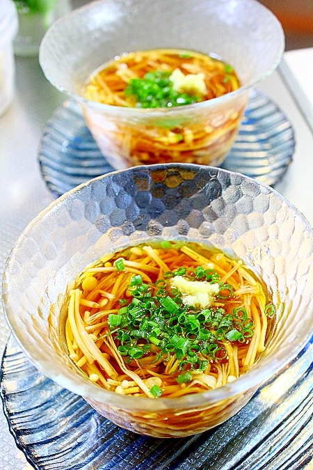 えのきのぶっかけ素麺＊冷たくてヘルシー