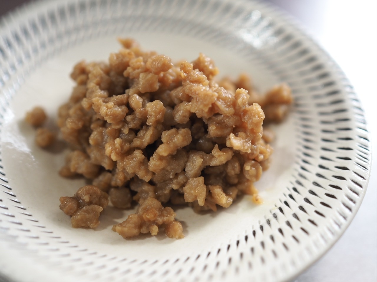 低脂質　大豆ミートの甘味噌鳥そぼろ風