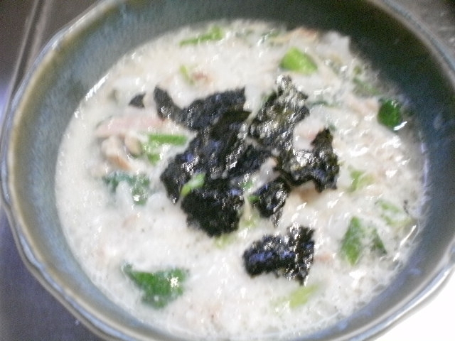 ツナと小松菜のミルク雑炊