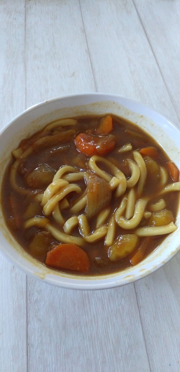 子供甘口カレーで大人うどん※ずぼらな父^^;