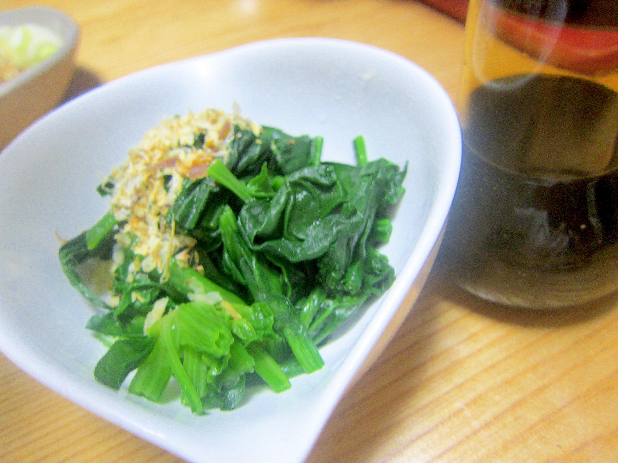 鰯節とほうれん草醤油グリル