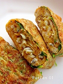 お弁当おかず☆彡しらす三つ葉卵焼き