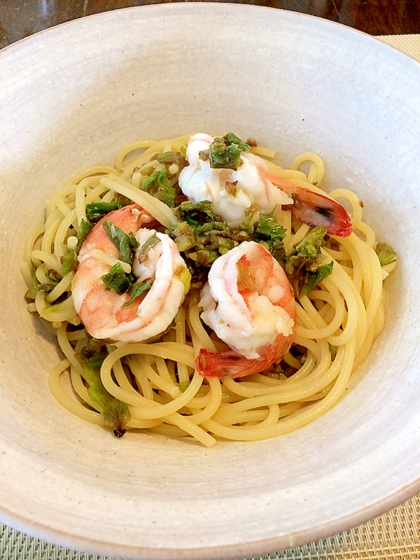 春です ふきのとうと海老のパスタ レシピ 作り方 By きのこのみみ 楽天レシピ