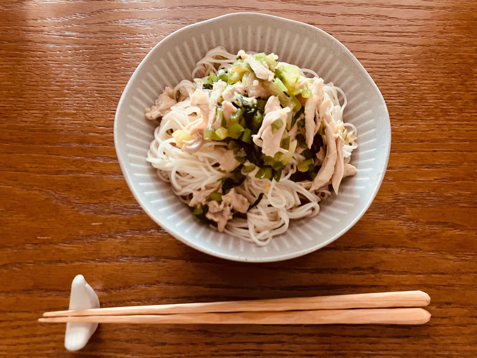 鶏ネギだれ素麺（火を使わずできる）