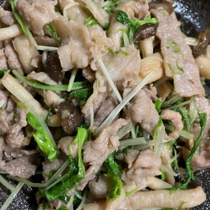 水菜・しめじ・豚肉の生姜マヨ炒め