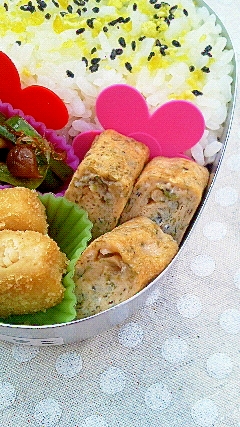 お弁当に❤青海苔としらすの卵焼き