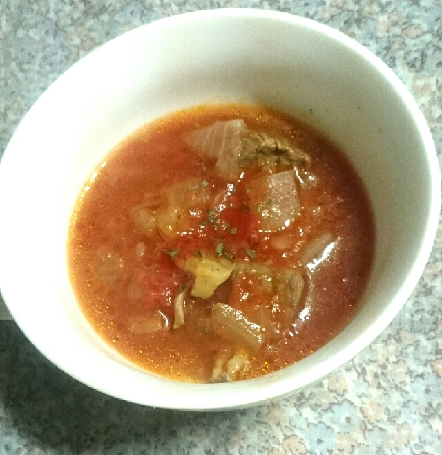 牛肉と舞茸のトマトスープ