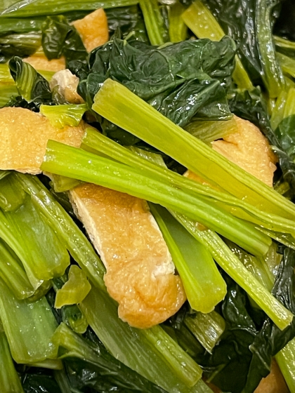 野菜室に長らくいた小松菜！薄揚げもあり、レシピ参考にさせて頂きました。
有難うございました。