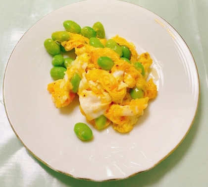 今日のお弁当に！！むき枝豆De炒りたまご(^^)