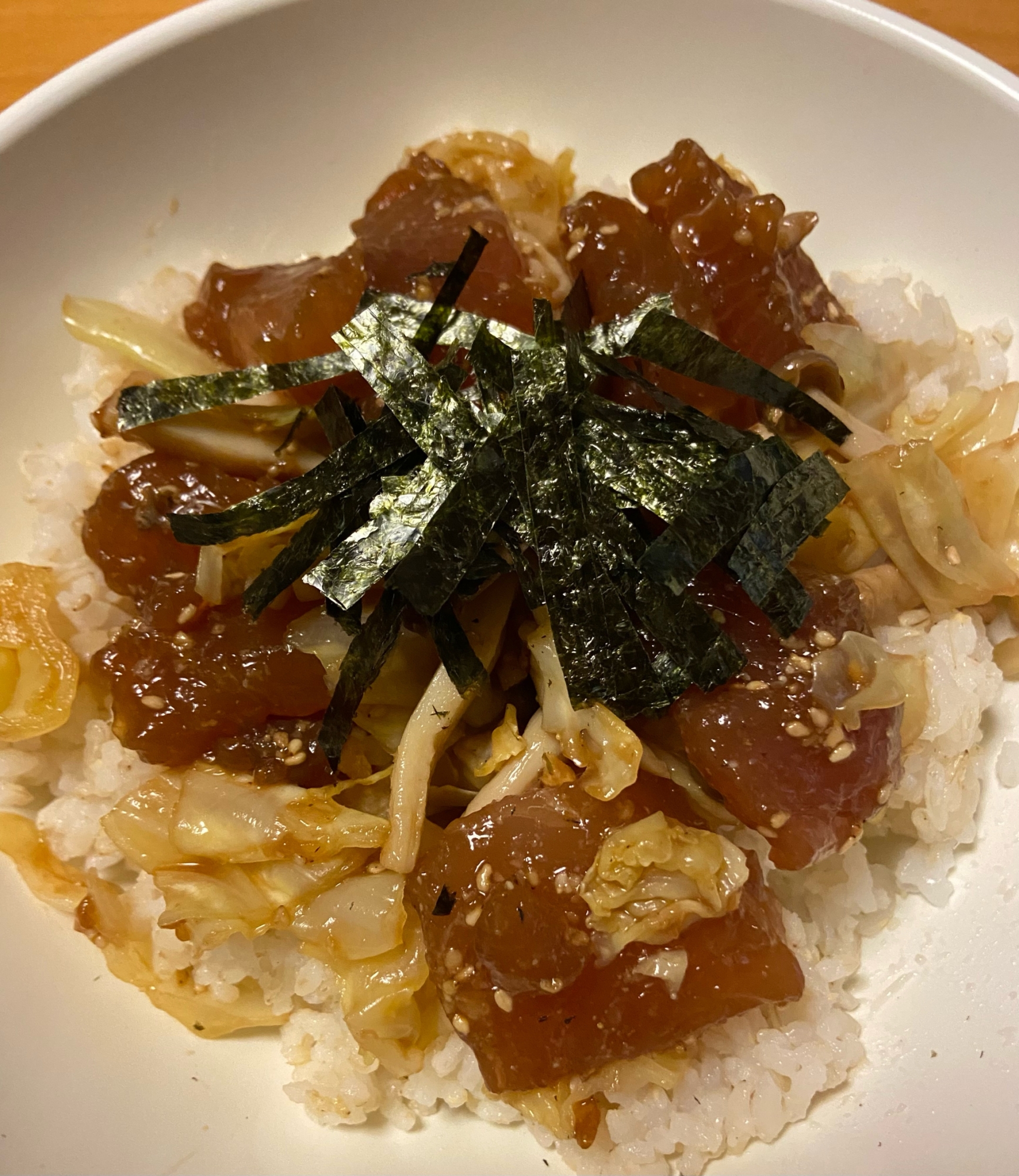 かさまし 節約‪✿‬✿簡単 マグロと野菜の漬け丼♡