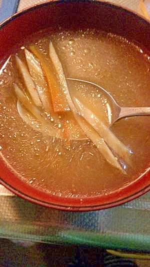 余ったきんぴらで→きんぴら味噌スープ