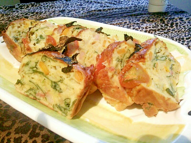 お惣菜パン★HMで簡単ヘルシーケークサレ★焼くだけ