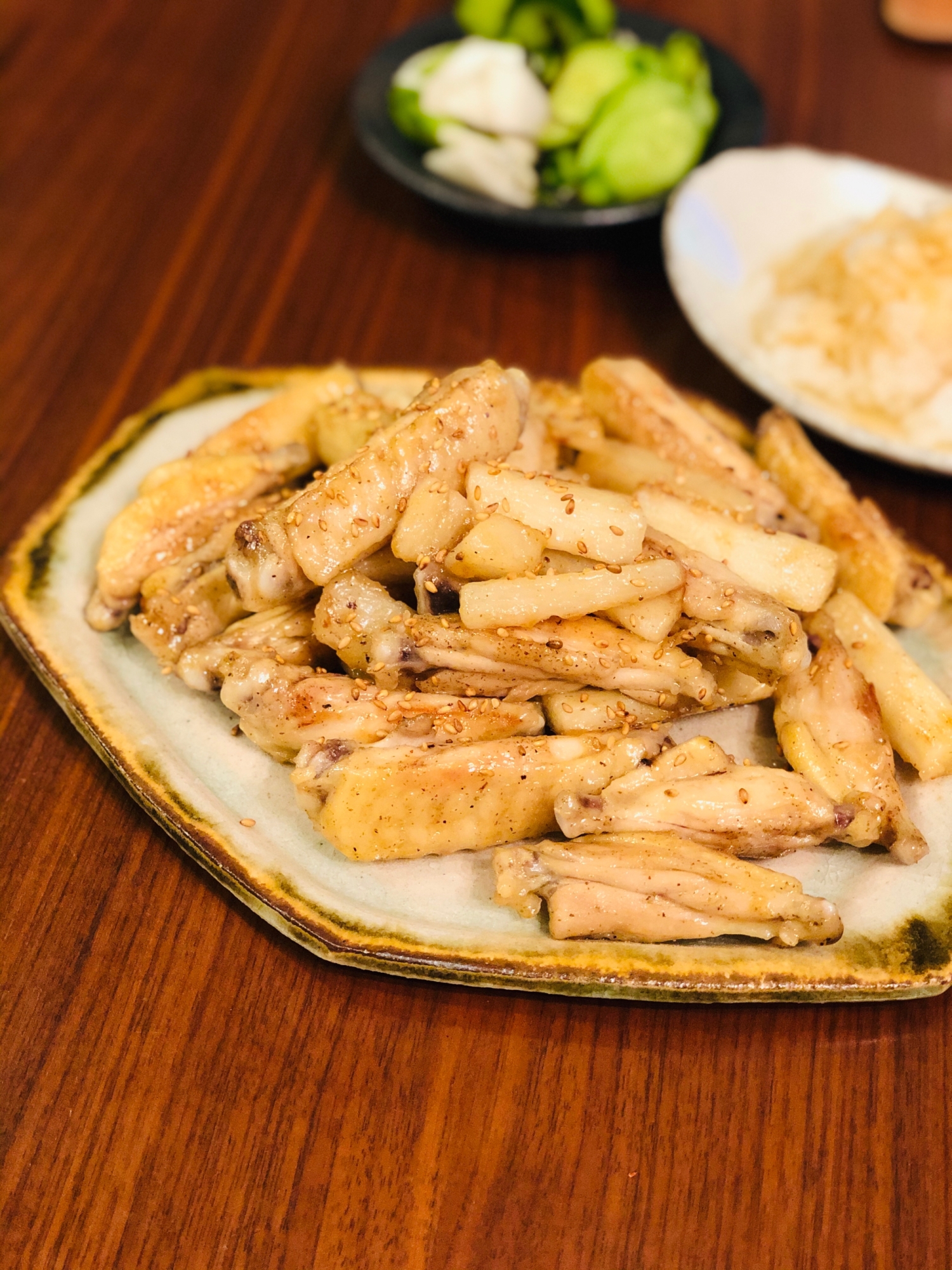 甘辛スパイシー名古屋風♫鶏手羽中と長芋の炒めもの