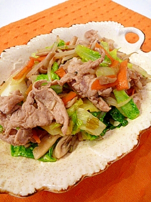 生姜醤油で簡単!肉野菜炒め。