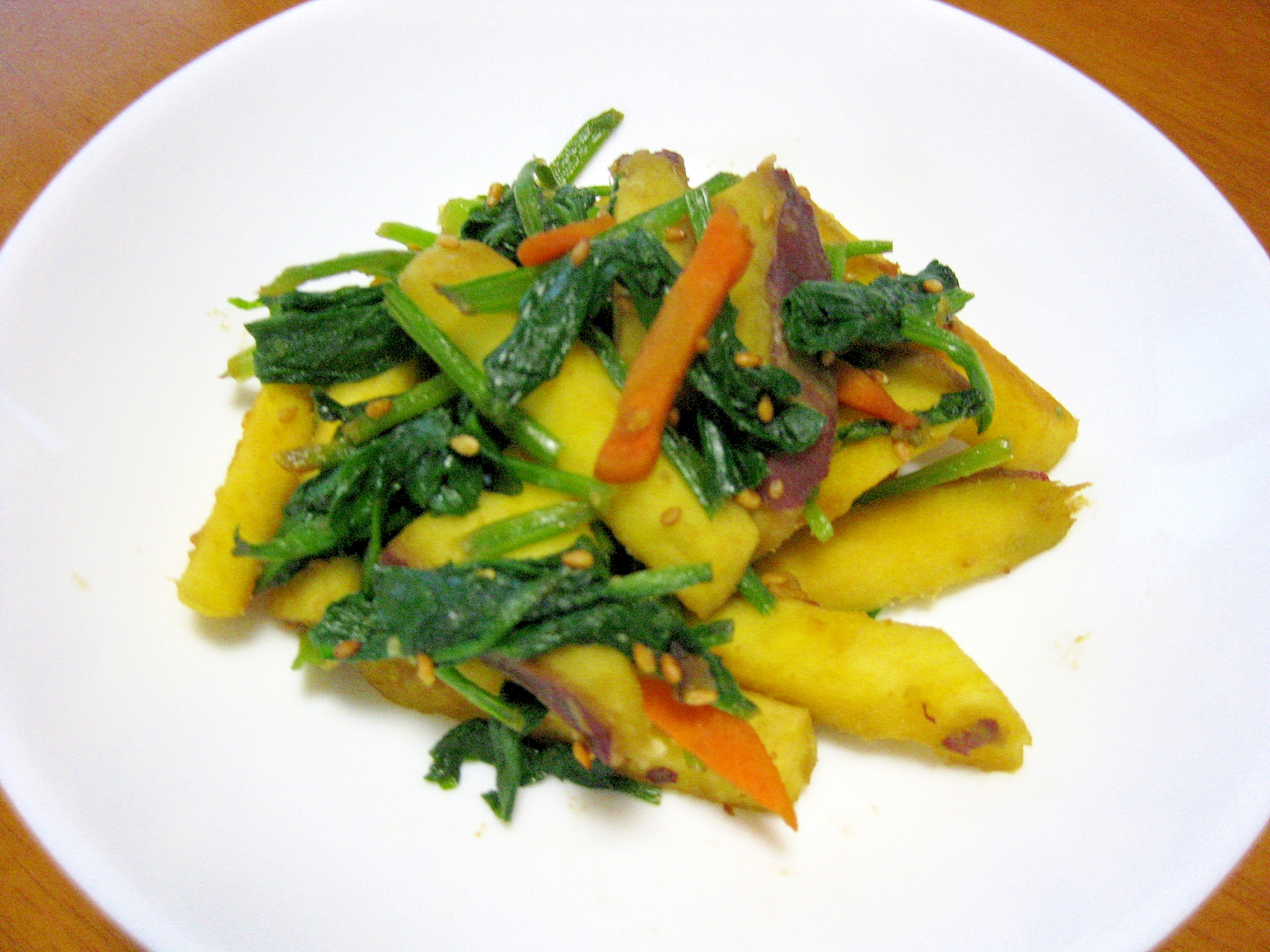 さつま芋☆にんじん☆ほうれん草の甘辛炒め♪