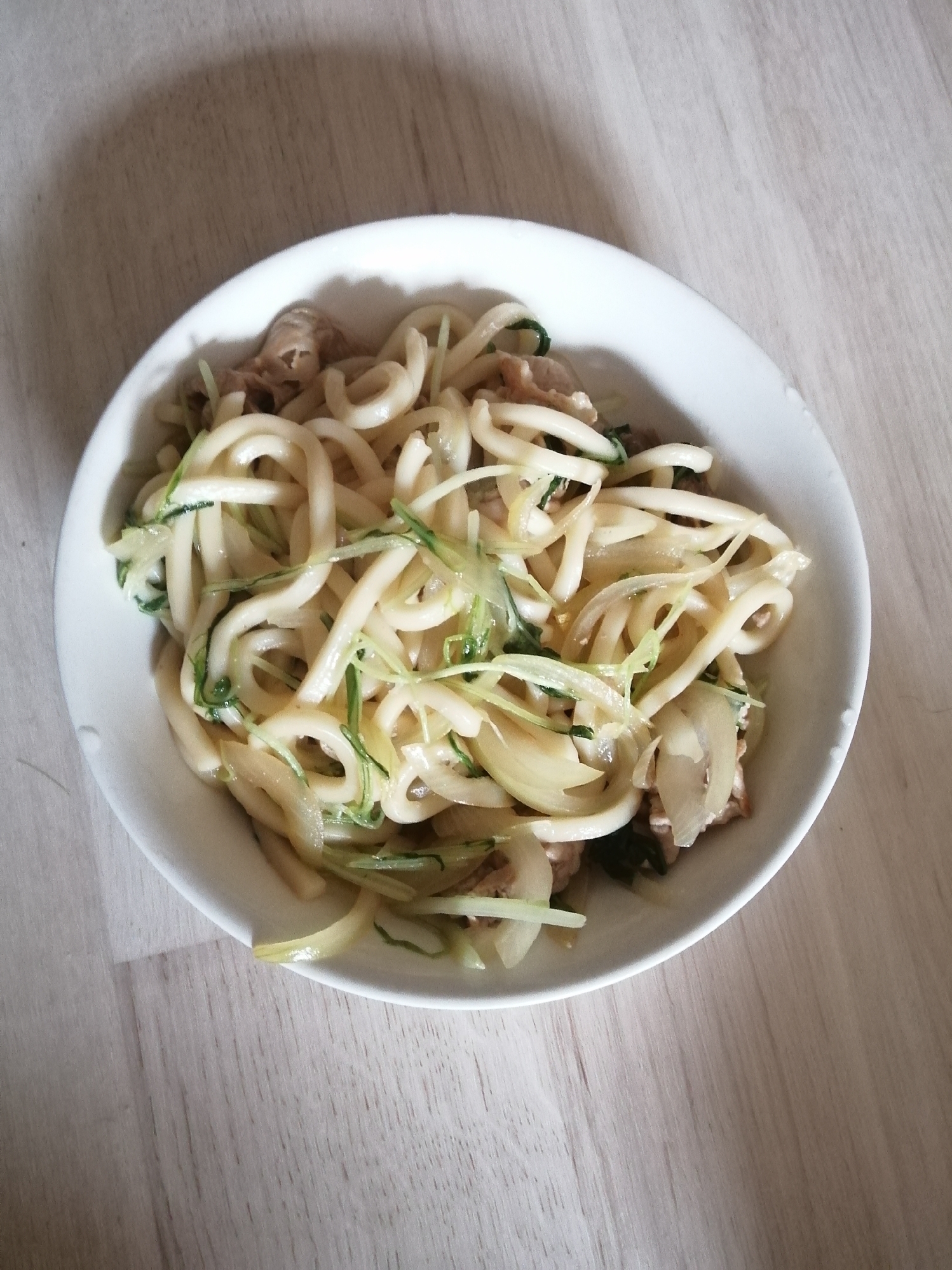 豚肉水菜焼うどん