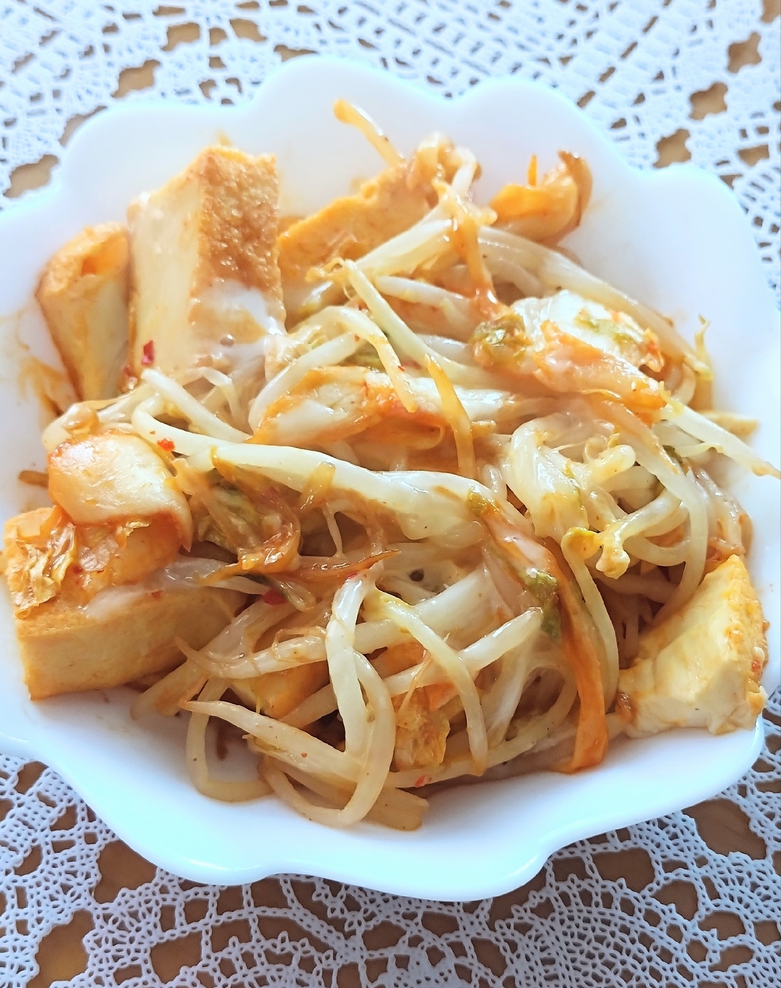 厚揚げともやしのキムチチーズ焼き☆