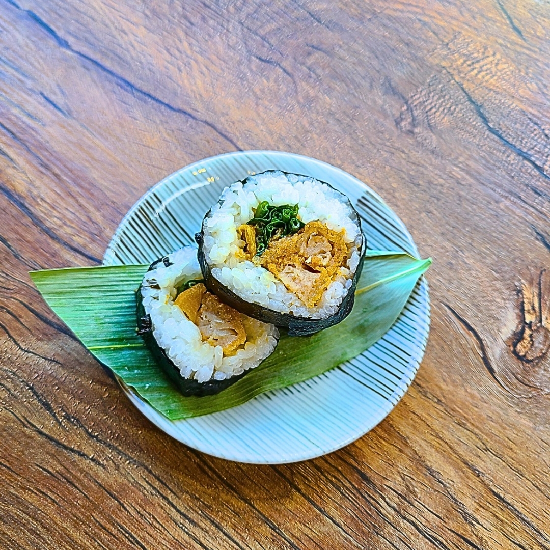 福神漬けアレンジ　とんかつ海苔巻き