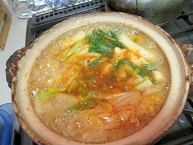 牡蠣と韮と白菜葱絹豆腐の酸辣湯