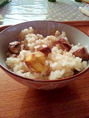 スチームクッカーで☆シンプル栗おこわ