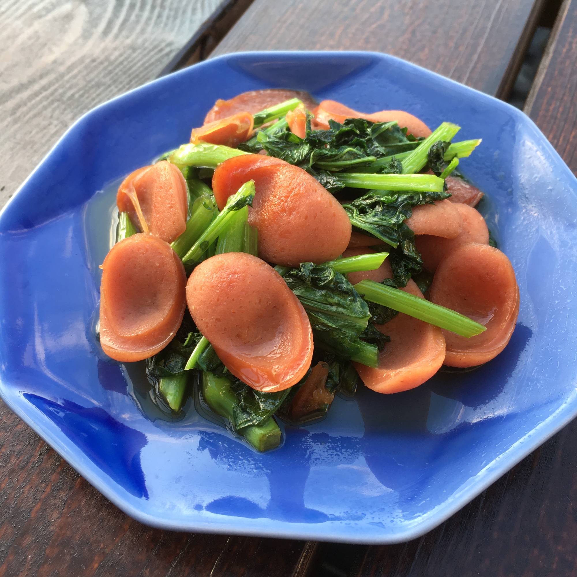 からし菜とウィンナーの炒め物♪