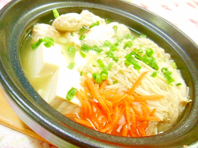 ❤木綿豆腐とエノキと鶏団子のお鍋❤