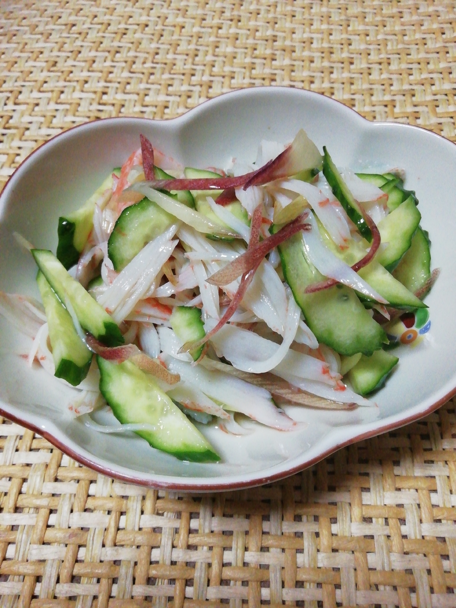 かにかまときゅうりとみょうがの酢の物