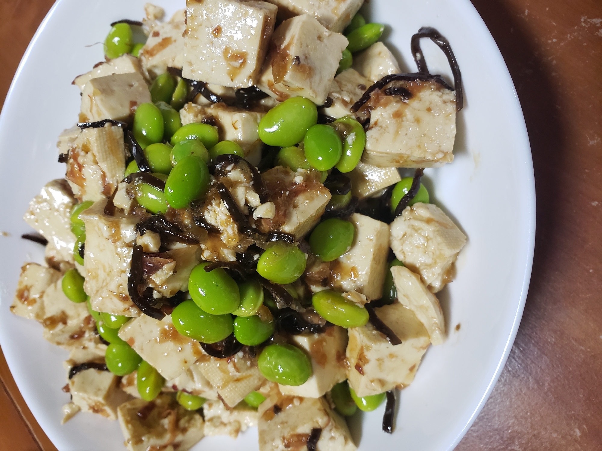 枝豆と豆腐の塩昆布和え