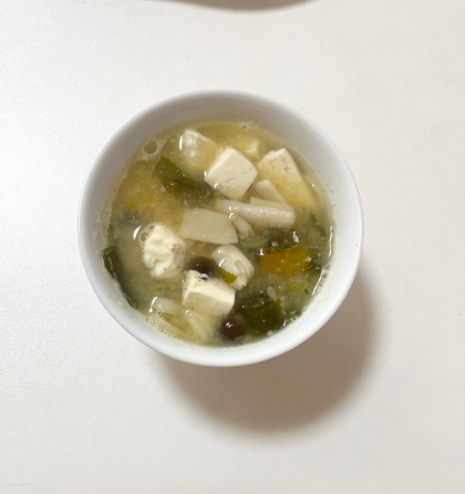 椎茸ナス春菊の味噌汁