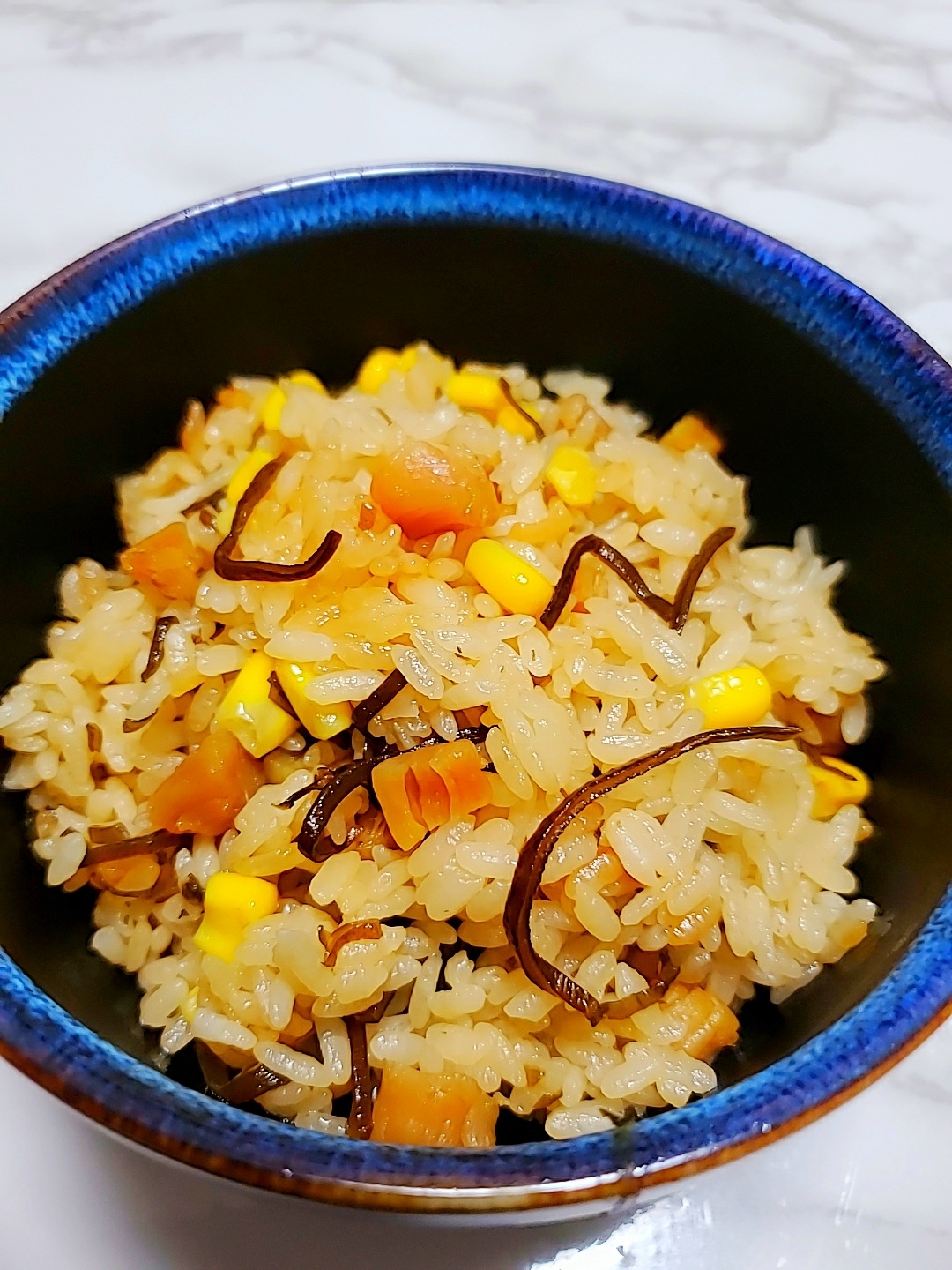 干し貝柱の塩昆布炊き込みご飯