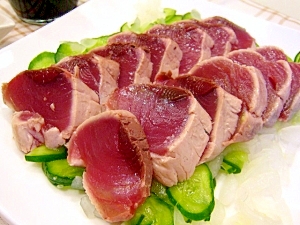 フライパンで作る　失敗なし？！の　かつおのたたき