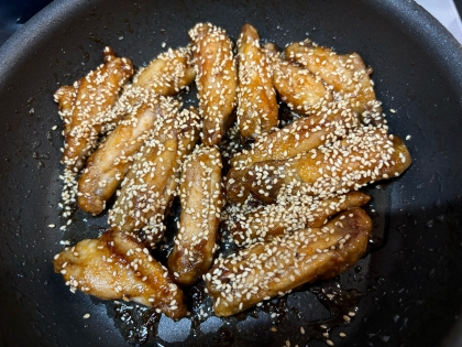 鶏手羽中の甘辛炒め