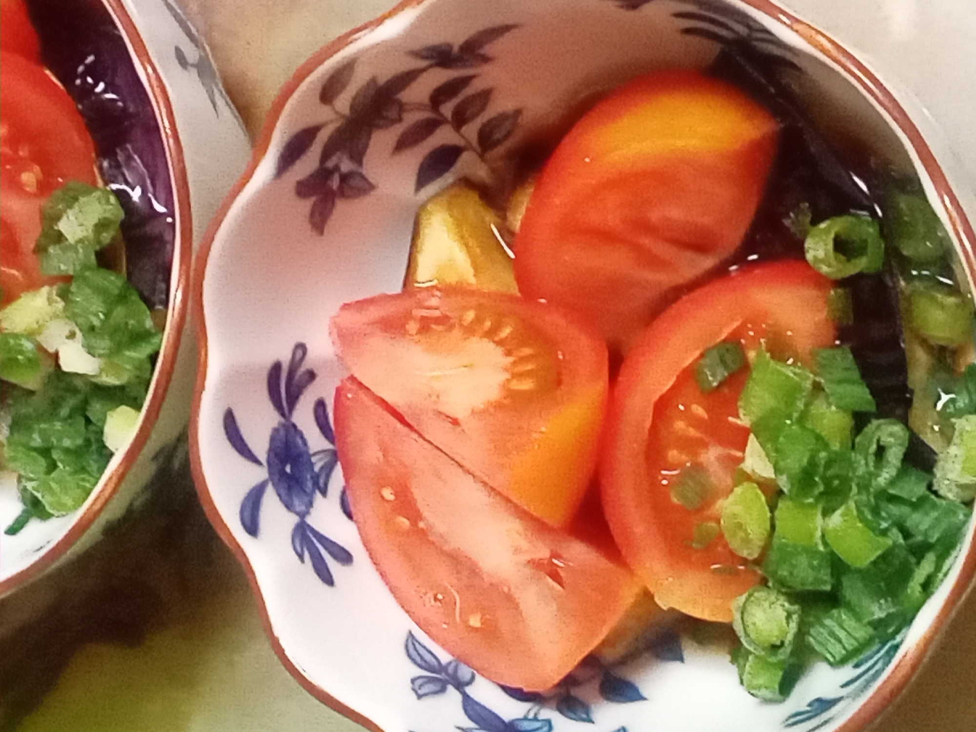 揚茄子とトマトのつけあわせ