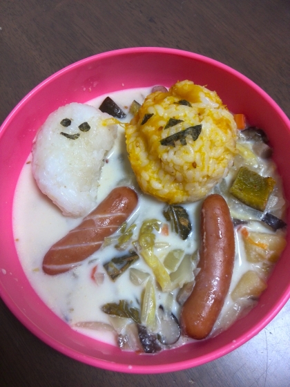 キャラ弁！おばけちゃんとおばけカボチャ弁当。