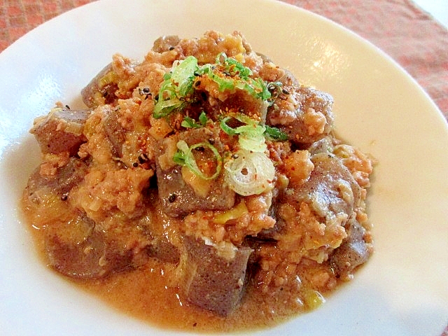 豚ひき肉とこんにゃくのこっくり味噌煮♪