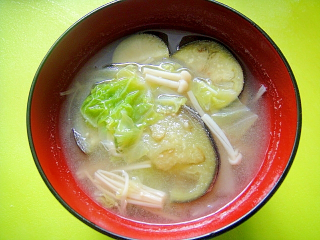 茄子と白菜えのきの味噌汁