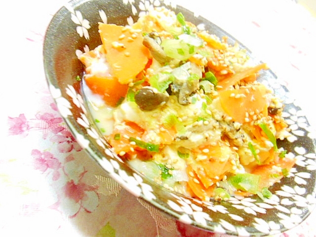 ほんだしde❤人参とヒラタケの炒り豆腐❤