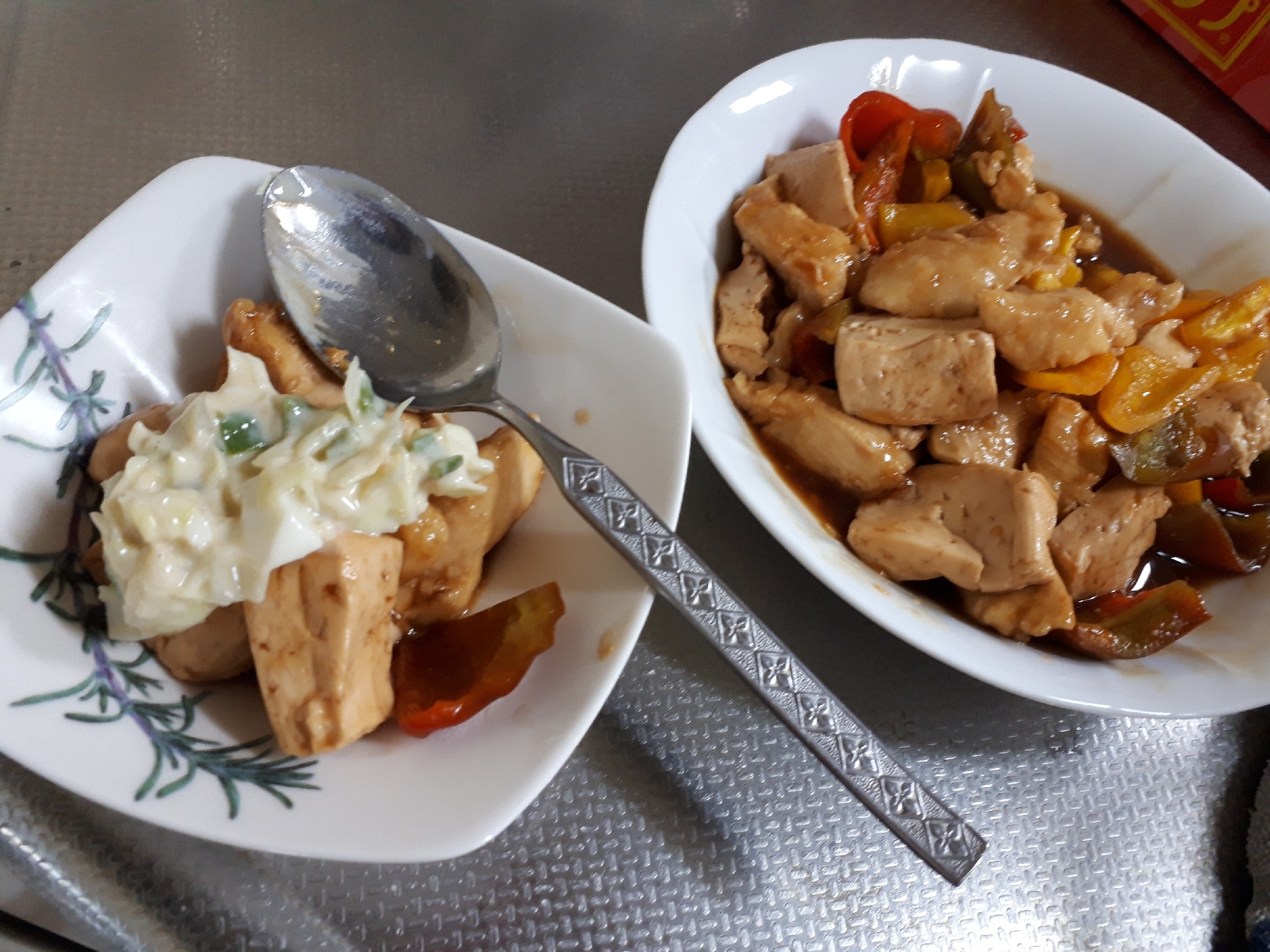 ノンオイル⭐鶏むね・豆腐・パプリカのチキン南蛮風