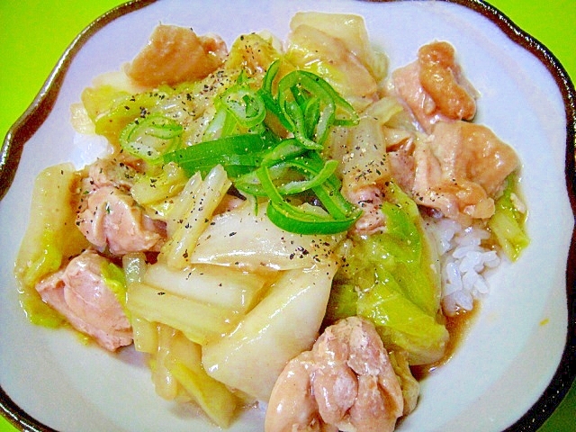 鶏もも肉と白菜のあんかけ丼