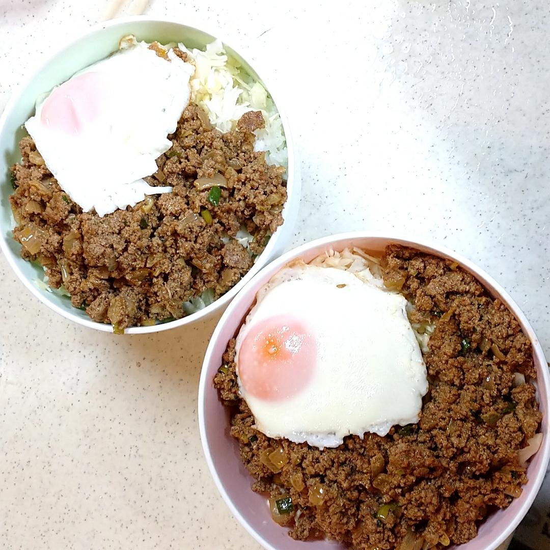 【男の料理】ロコモコ風ボロネーゼ丼