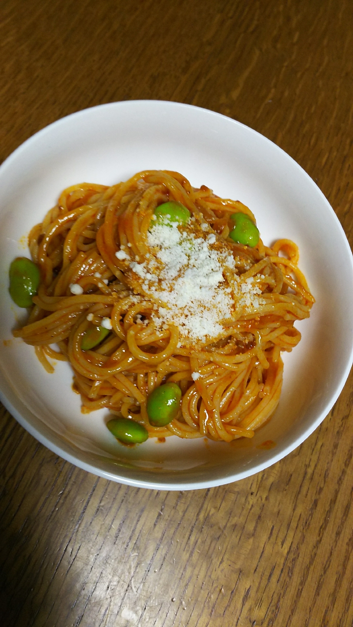 枝豆のミートソースパスタ